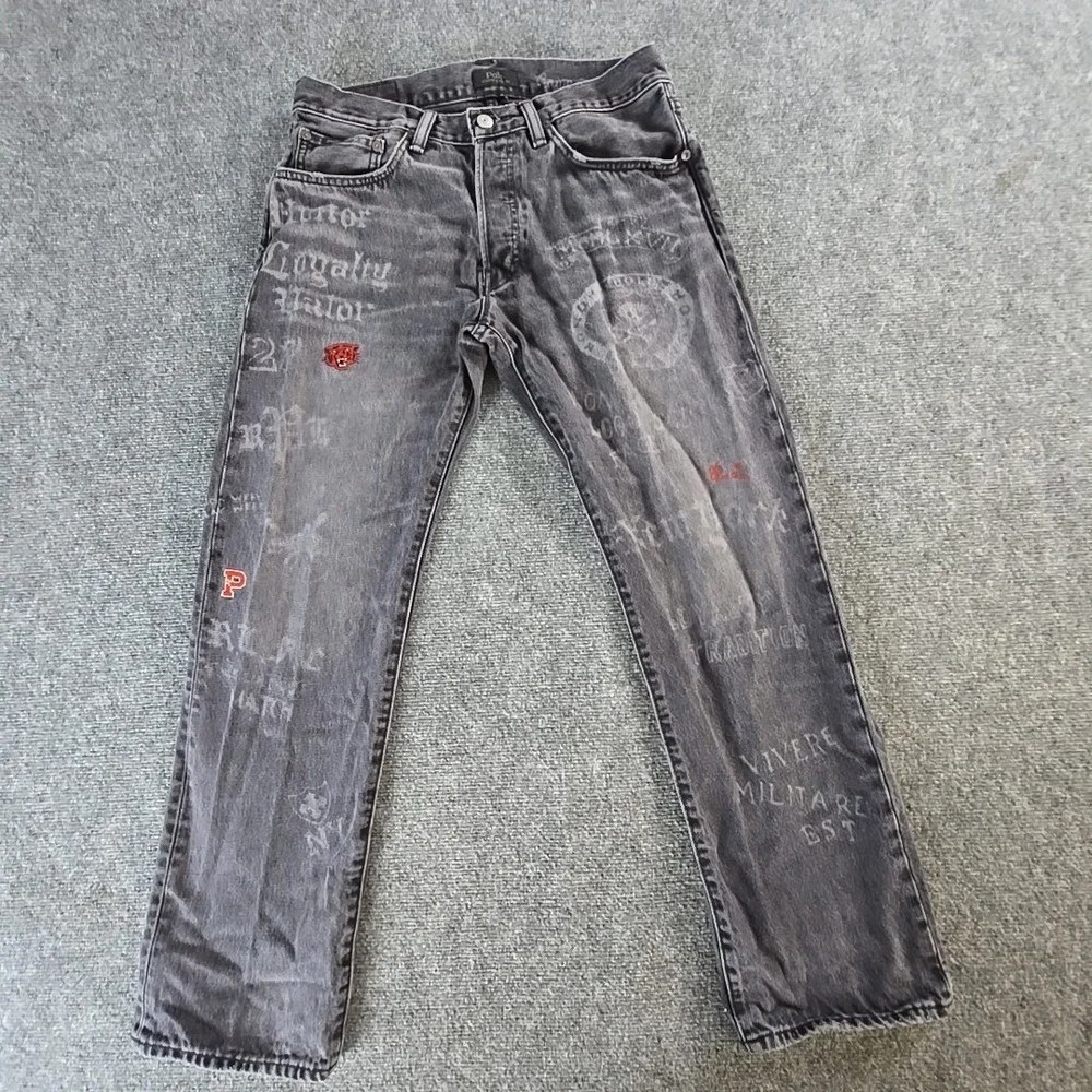POLO Ralph Lauren Jeans 30x28 Mens Black New York Varsity Tiger Classic Fit
